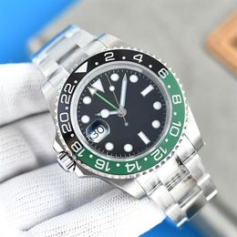 Montre pour hommes en céramique cadran noir vert 40mm montres mécaniques automatiques étanche bracelet en acier inoxydable lumineux ST9 fol331Q