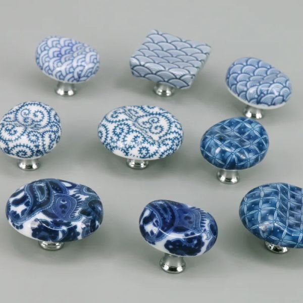 Poignées en céramique et boutons d'artisanat d'artisanat de la poignée de tiroir bleu porte de porte de la porte de meubles