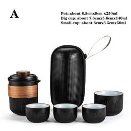 Ceramic Kuai Ke Top Travel Kung Fu Tea set, Outdoor Portable Simple Tea Set, 1PCS TEAPOT 4PCS TEA TUP