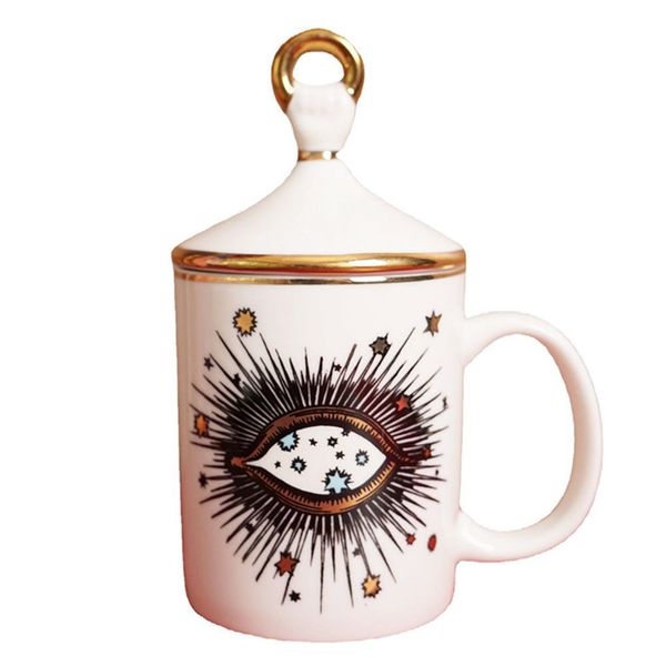 Tasse en céramique tasses 350 ml amant tasse à café couleur blanche après-midi thé boissons tasses à boissons tasses en porcelaine avec couvercle 16x8.5 cm boîte d'emballage de détail