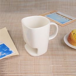 Taza de cerámica para café, té, galletas, leche, postre, taza de té, soporte con bolsillos laterales para galletas, tazas para el hogar y la Oficina LT218