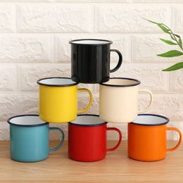 Céramic Mugs Coffee tasses simples rétro coloré en émail tasse de lait de lait de lait de petit déjeuner