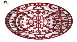 Plato de cerámica pintado a mano, arte rojo, vajilla redonda creativa de estilo Ins, juego de platos de cena H, platos cargadores para Pasta de boda 6601430