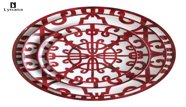 Assiette en céramique Plavage à la main Red Art Creative Round Ins Style Table Varelle H Plaques de dîner Plaques Charger pour le mariage Pasta3195453
