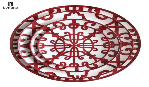 Assiette en céramique Plavage à la main Red Art Creative Round ins Style Table Varelle H Plaques de dîner Plaques Charger pour le mariage Pasta2325309