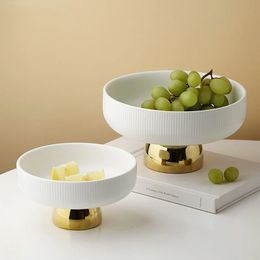 Assiette en céramique pieds hauts assiette de fruits bol à salade rond blanc moule à gâteau à dessert plateau à collation assiettes décoratives vaisselle présentoir 240223