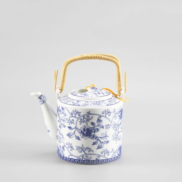 Pot en céramique, bouilloire, Jingdezhen Blue et White Porcelain Handle Teapot, 800 ml