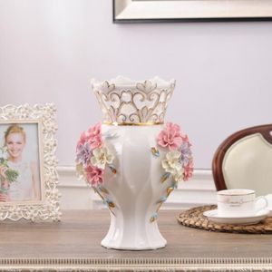 Florero de cerámica rojo blanco moderno para flores, decoración del hogar, jarrones de piso grandes para decoración de bodas, figuritas de porcelana artesanales de cerámica 201k