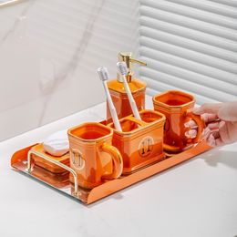 Ceramic Sanitaire Ware Sets wasset vijfdelige set keramische lotion fles badkamer decoratie hotel huishoudelijke groothandel