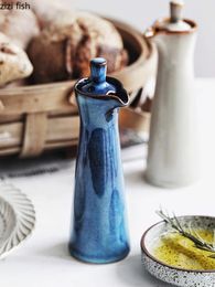 Pocts d'assaisonnement en céramique Oiler Spice Jar Tool d'assaisonnement Salt Shaker Creative Home Kitchen Retro Olive Bottes d'huile Conteneurs d'épices 240104