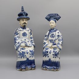 Keramische beelden van de Chinese keizer en keizerin in de Qing-dynastie, huwelijksgeschenk, woondecoratie