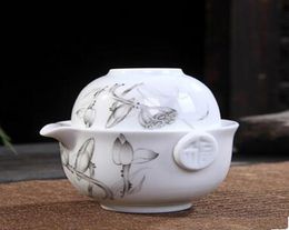 Keramisch theeservies inclusief 1 pot en 1 kop Elegant Gaiwan Mooie en gemakkelijke theepot Ketel Blauw en wit porseleinen theepot Voorkeur8796757