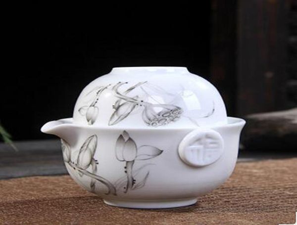 El juego de té de cerámica incluye 1 tetera, 1 taza, tetera elegante Gaiwan hermosa y fácil, tetera de porcelana azul y blanca, preferencia 4559170