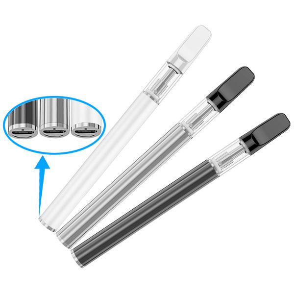 Stylo vaporisateur jetable à pointe en céramique .5ml dispositif jetable d'atomiseur de réservoir en verre vide stylo vape avec trou d'huile de 2.0mm