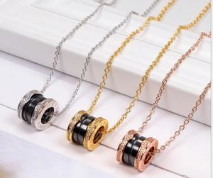 Keramische titanium stalen diamanten ketting lentepaar hanger ketting voor mannen en vrouwen 18k roségoud2242437