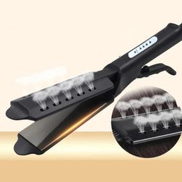 Ceramic Turmalina Ionic Flat Iron Hair endereza de temperatura de cuatro engrasamiento Pinterpretador de cabello de vapor 240411