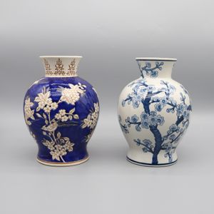Vase en céramique, décoration de la maison, céramique bleue et blanche, accessoire de table
