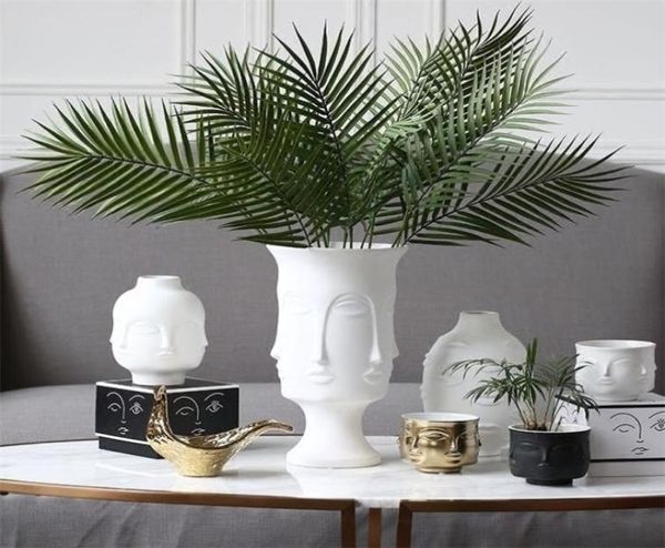 Jarrón de cerámica Muse Face Lip Lip Multifaceted Vase de decoración del hogar Joyería de flores artificiales LJ2012099017451