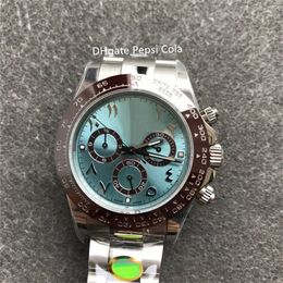 Reloj de cerámica árabe Dubai azul hielo reloj mecánico automático 116500 40 mm cal.4130 relojes de hombre impermeables con brillo ultrafino-A