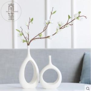 Vase à fleurs créatif moderne en céramique blanc, vases de décoration pour la maison, pour mariage, figurines en porcelaine, décoration de meuble TV 291Z