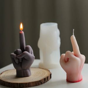 Céramique 3D Middle Dinger Candle Silicone Moule Diy Gesture Aromathérapie Plâtre Art Savon Artisanat Making Tools Tools Fête de fête Cadeaux