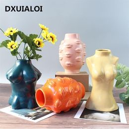 Céramique corps Art Design fleur Vase femme Sculpture Vases créatif passe-temps Vase plantation Machine décoration de la maison accessoires 21040176z