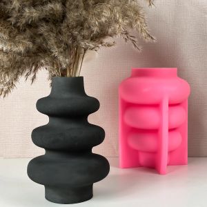Céramique Grande Moule de silicone à vase Unique Donut Flowerpot Moule en béton Gypsum Planter Moules de style nordique minimaliste moderne décoration intérieure