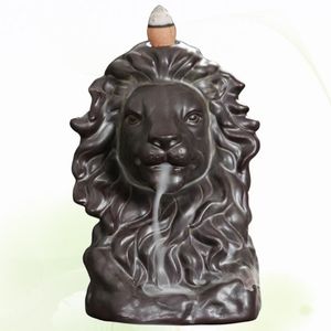 Céramique têtes de Lion forme brûleur d'encens reflux support Antique aromathérapie Figurine maison maison de thé bureau décoration Fragrance348h