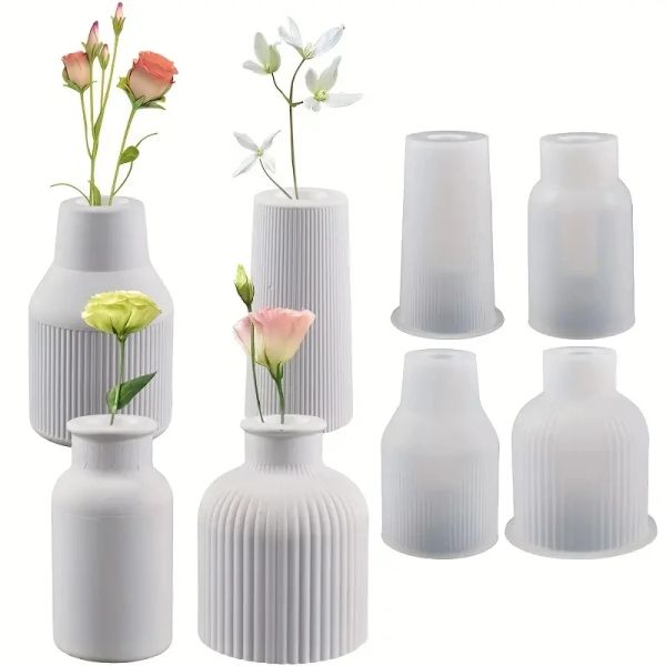 Céramique Vase Caut Contexte Silicone Moule de résine Moule de bouteille Boîte en forme de bouteille Boîte époxy Moules de moulage en silicone pour le stockage d'ornement de vase de fleurs séchées