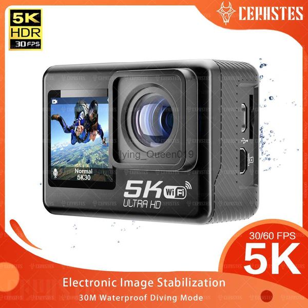 Caméra d'action anti-secousse WiFi CERASTES 4K 60FPS double écran 170 grand angle 30 m caméra de sport étanche caméras photographiques HKD230828