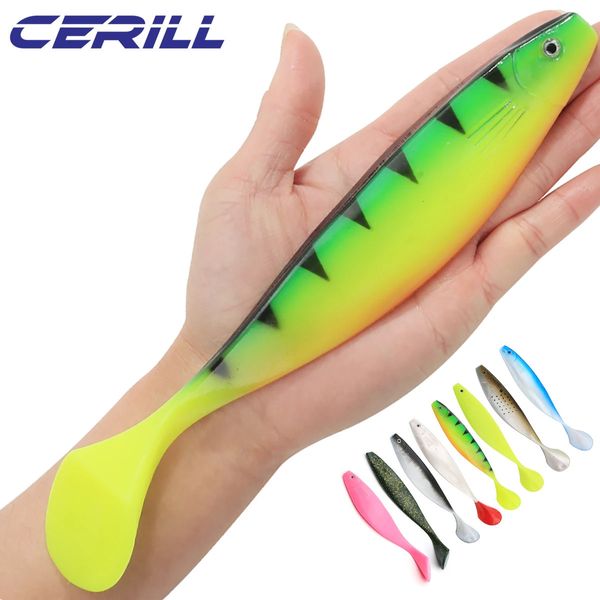Cerrill 1 PC 235 cm Silicone Fishing Lere Paddle Tail Tail Pike Big Shad Bait Bass Saltwater Jig Wobbler Swimbait Artificial Tackle 240401