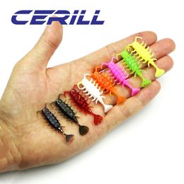 Cerill 20 PCS 3cm 1G Worm Aas zwevende larve Soft Lure Jig Wobblers Artificial Silicone Shrimp Minnow Shad Carp Bass Swimbait 240401