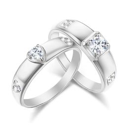 Gecertificeerde 925 zilveren stenen paarringen voor verloving Bruiloft sieraden accessoires mannelijk vrouwelijk 240112