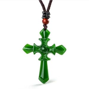 Gecertificeerd 100% Natuurlijke Tian Afghaanse Jade Gesneden Kruis Hanger Ketting Charm Sieraden Sieraden Amulet Lucky250D