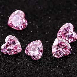 Pierres en forme de cœur certifiées 100% de couleur rose véritable, pierres précieuses en vrac de 05ct à 3ct pour la fabrication de bijoux, Test de diamant réussi 240112