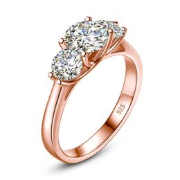 Certifié 3 pierres chat Totem anneaux pour femmes Total est 2ct véritable argent Sterling 925 luxe bijoux de mariage tendance 240112