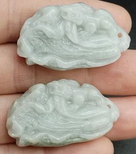 Lavande verte certifiée 100% Naturelle Type A Jade Jadeite Pendentif Chou Sculpté