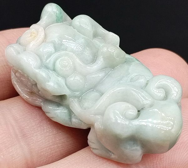 Lavande verte certifiée naturelle, pendentif en Jade jadéite Dragon Pi Xiu Ruyi