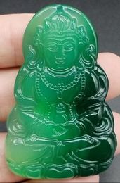 Gecertificeerd groen natuurlijk A Agaat Chalcedoon gesneden GuanYin Kwan Yin God hanger