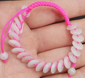 Bracelet en Jade naturel certifié A, perles circulaires tricotées à la main, pour enfants