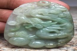 Certifié Green Green Natural Jade Jadeite Dragon Spit Perle Pendant A9242612