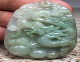 Pendentif en jade naturel vert huileux certifié, perle de broche de Dragon, qualité A8130377