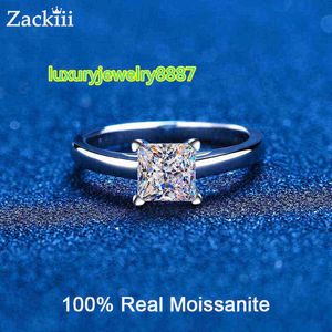 Gecertificeerde prinses Moissanite Engagement Ring 1CT 2CT kleurloze VVS diamant bruidsvoorstel ringen sterling zilveren weddig band x220214
