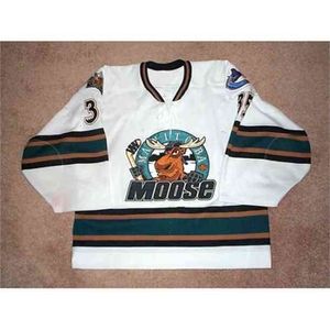 CEUF 2002 03 Manitoba Moose 35 Alex Auld Hockey Jersey gestikte aangepast elke naam en nummertruien