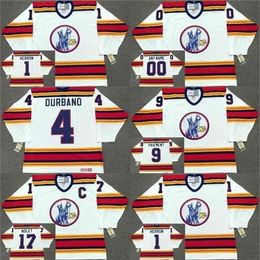 Maillot CeUf Kansas City Scouts 1 DENIS HERRON 4 STEVE DURBANO 9 WILF PAIEMENT 17 SIMON NOLET 1975 Maillots Hoceky personnalisés