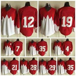 Ceuf Men Vintage Ice Hockey 21 Stan Mikita Jerseys 1972 Team Retror Red White Stitched 28 Bobby Clarke 29 Ken Dryden 35 Tony Esposito