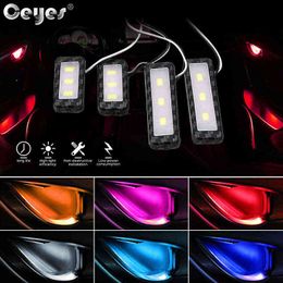 Ceyes 4 unids Car Ambient Interior Door Bowl Light Luces decorativas manija LED Reposabrazos Atmósfera Tira de luz Auto Pasamanos Luz Y220708