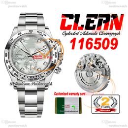 CF Clean Factory SA4130 Automatische chronograaf Heren Watch 1165 MOP DIAL Diamonds Markers 904L OysterSteel Bracelet Super Edition -versie Horloges Puretime SS6