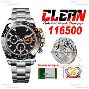CF Clean Factory SA4130 Automatische chronograaf Mens Watch 1165 Ceramic Bezel Black Stick Dial 904L OysterSteel Bracelet Super Edition Versie Hoekjes Puretime A1