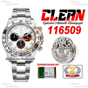 CF Clean Factory SA4130 Automatische Chronograph Mens Watch 1165 Wit Black Dial Silver Number Stick 904L OysterSteel Bracelet Super Edition Versie Puretime SS9